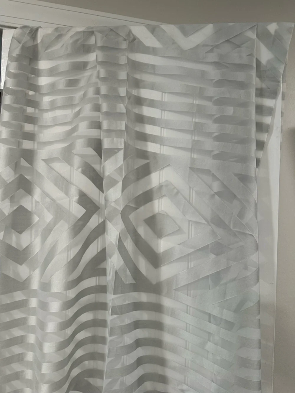 8 panels Grey Sheer Geometric  Curtains 116” X 52”